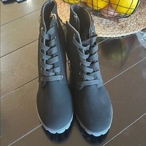 Black Lace-Up Ankle Boots